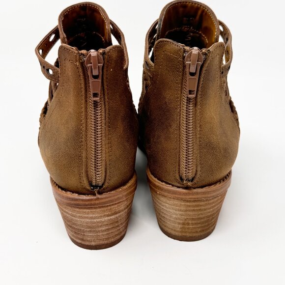 Fergie Womens Brown Leather Western style Back Zip Bootie Display Model Size 6 - Picture 5 of 8